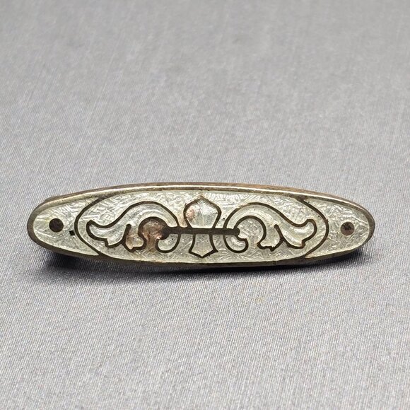 RH Jewelry - Antique Sterling Guilloche Registered Design Sash Pin/Brooch Signed RH 1906 Mini